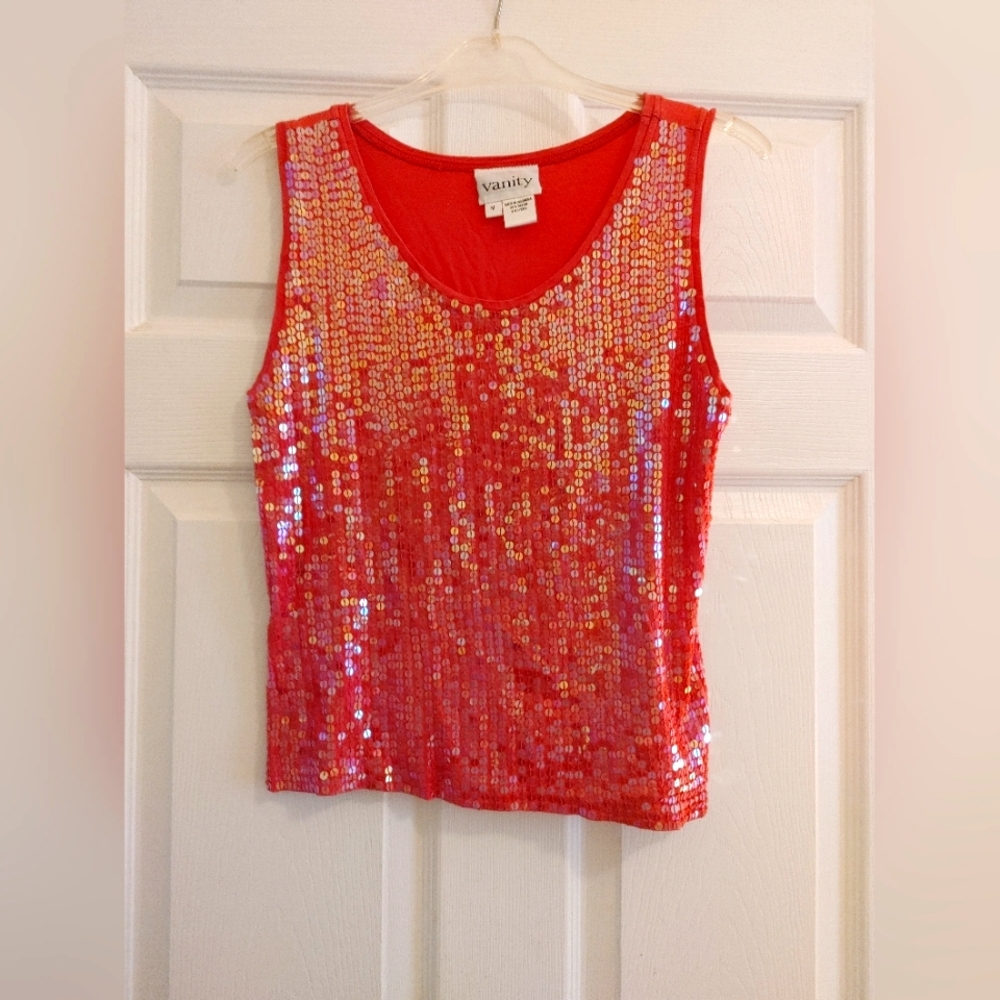 Vanity ladies sequin tank.  Size medium.
